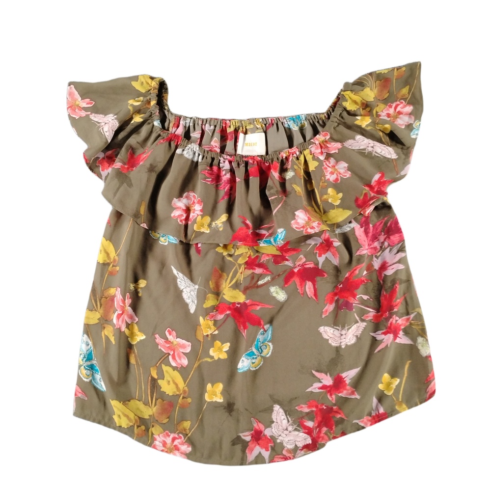 Maeve Floral Butterfly Off-the-Shoulder Blouse XS Anthropologie Womens Boho